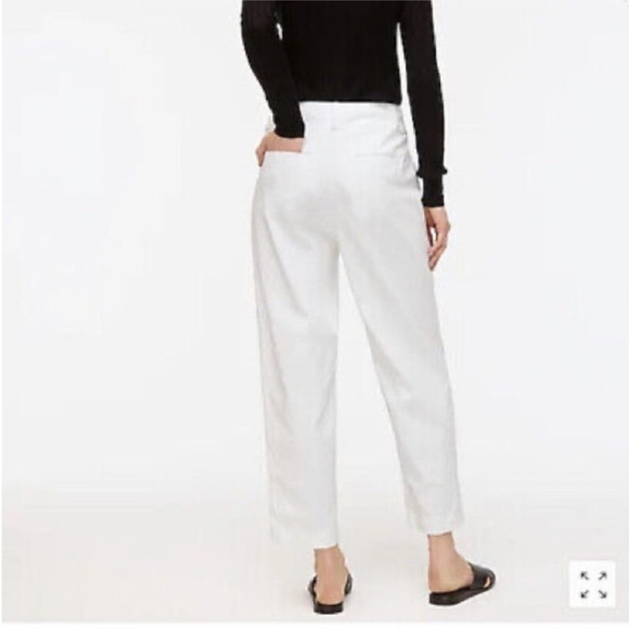 J. Crew Pleated Pant In White Garment Dyed Chino Size 4 Coastal Tapered Stretch - Picture 2 of 14